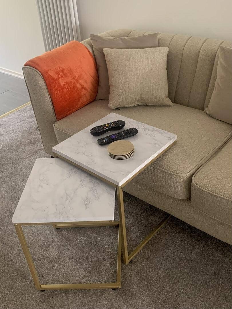 Jay Marble Effect Nest of Tables - Gold Frame