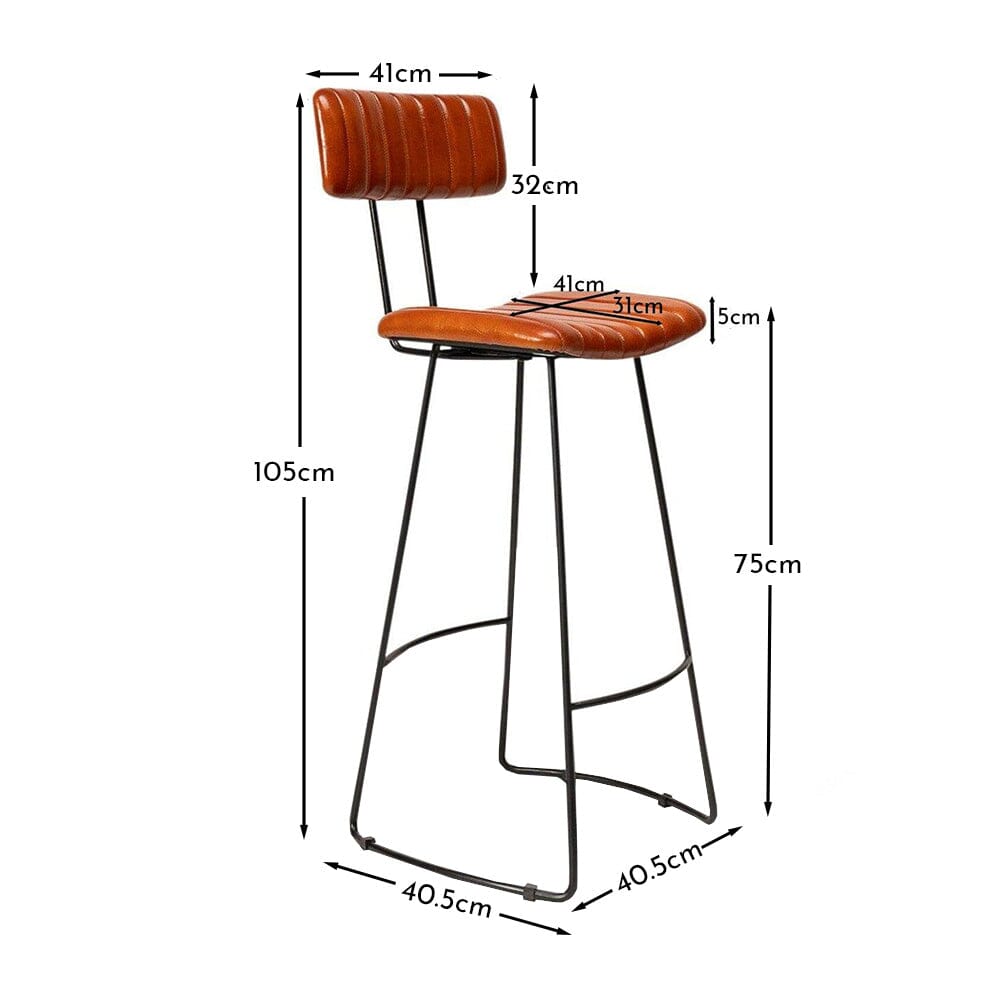 Jayden Tan Leather Bar Stool
