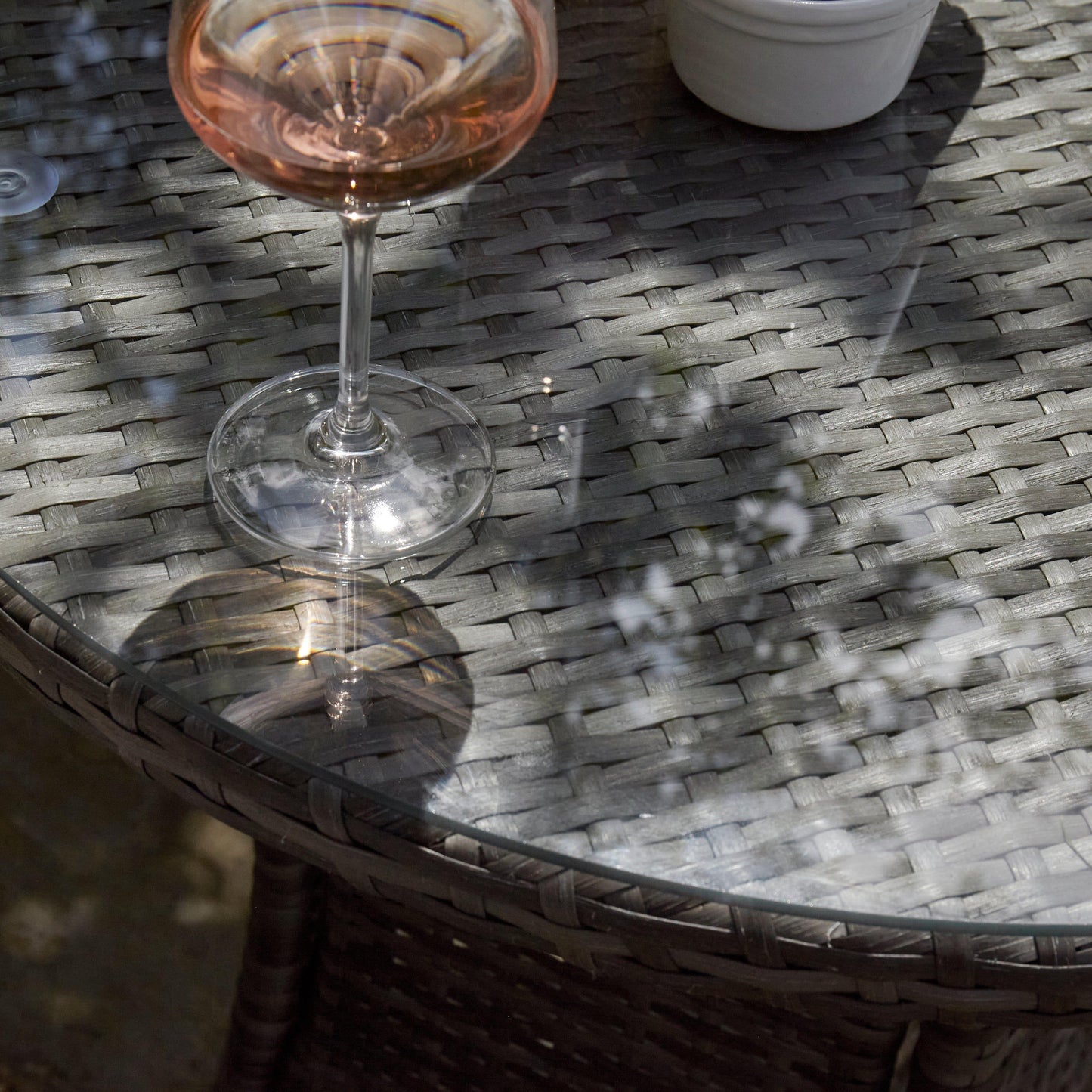 Kemble 2 Seater Rattan Bistro Dining Set in Grey - Laura James