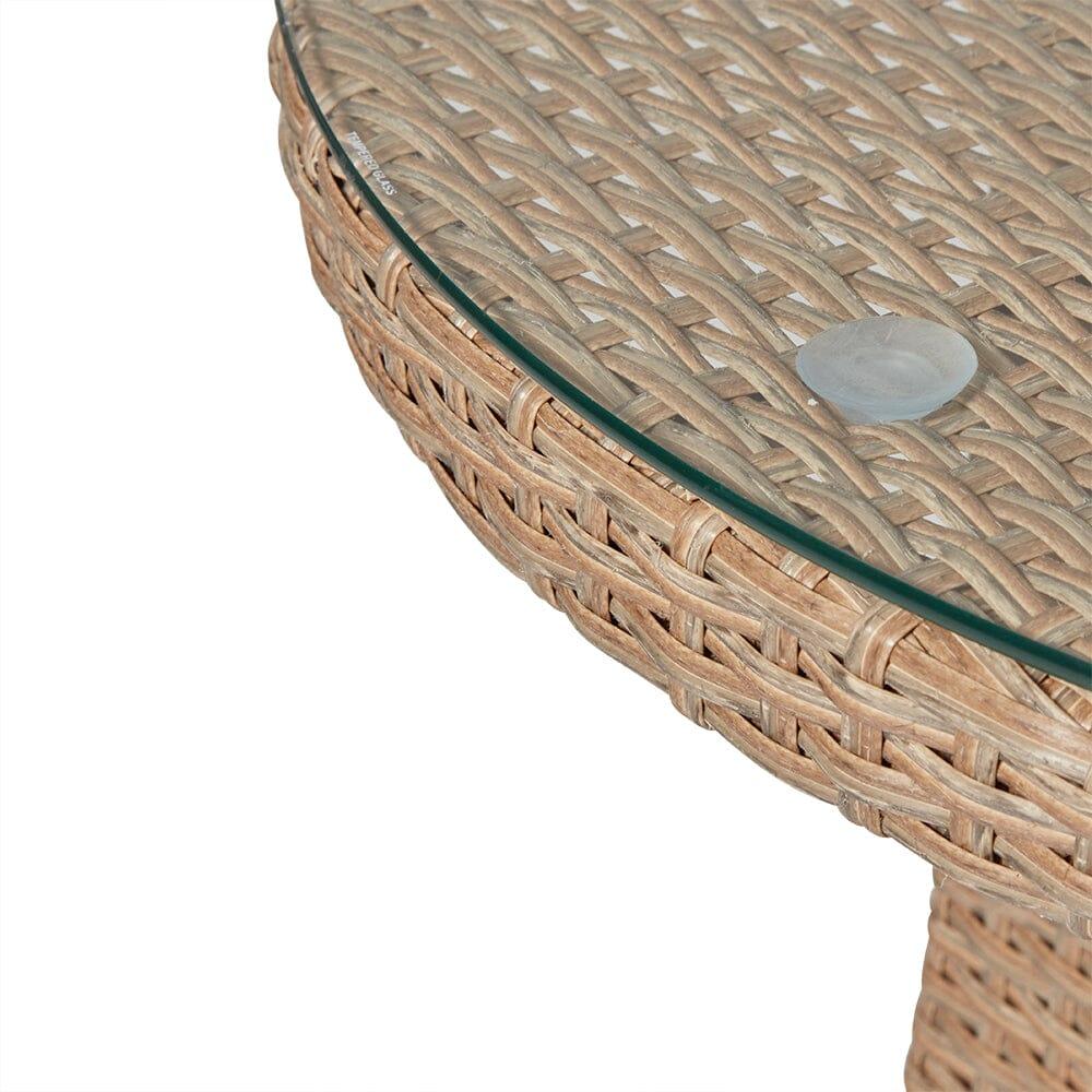Kemble 4 Seater Outdoor Round Dining Table - Natural Brown
