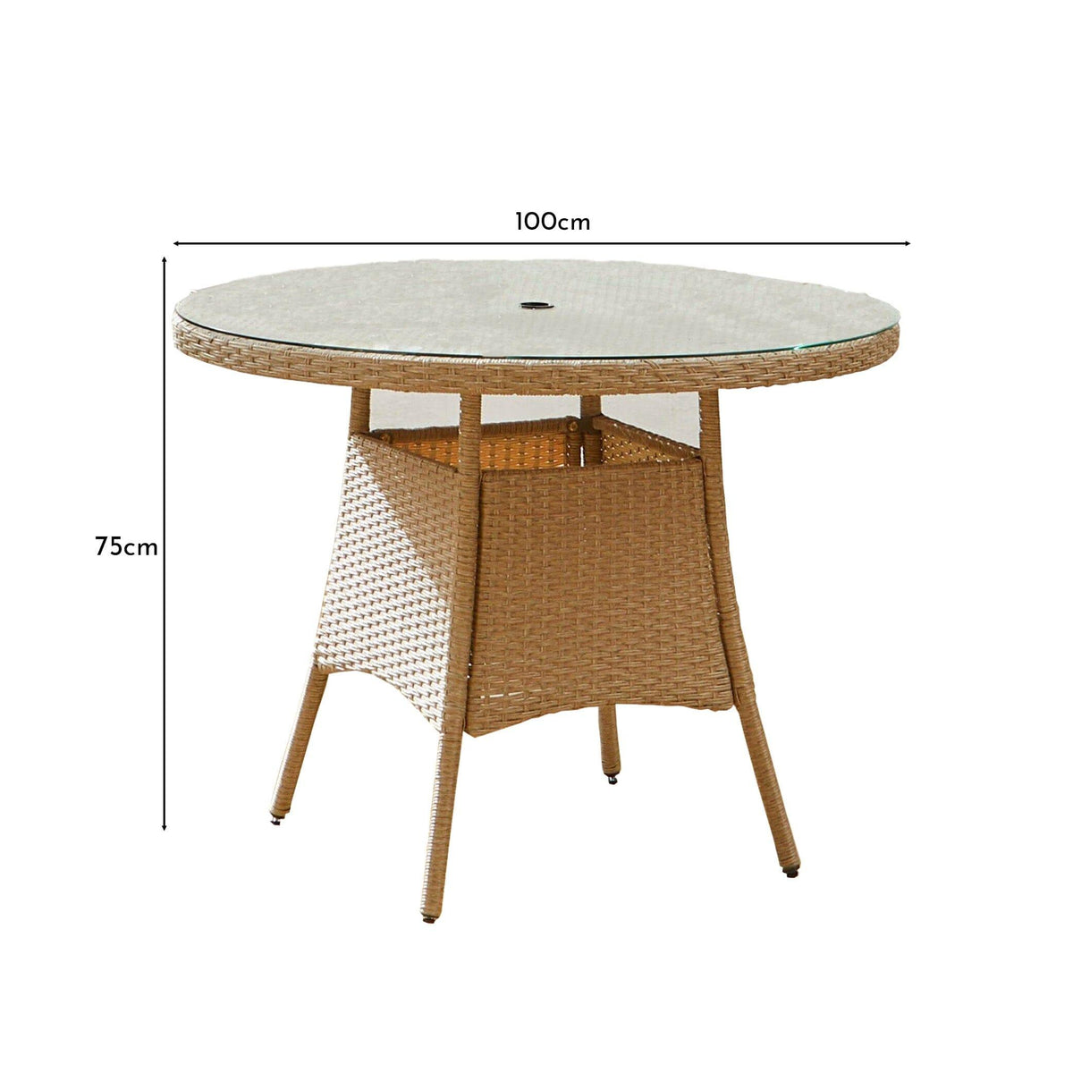 Kemble 4 Seater Outdoor Round Dining Table - Natural Brown - Laura James