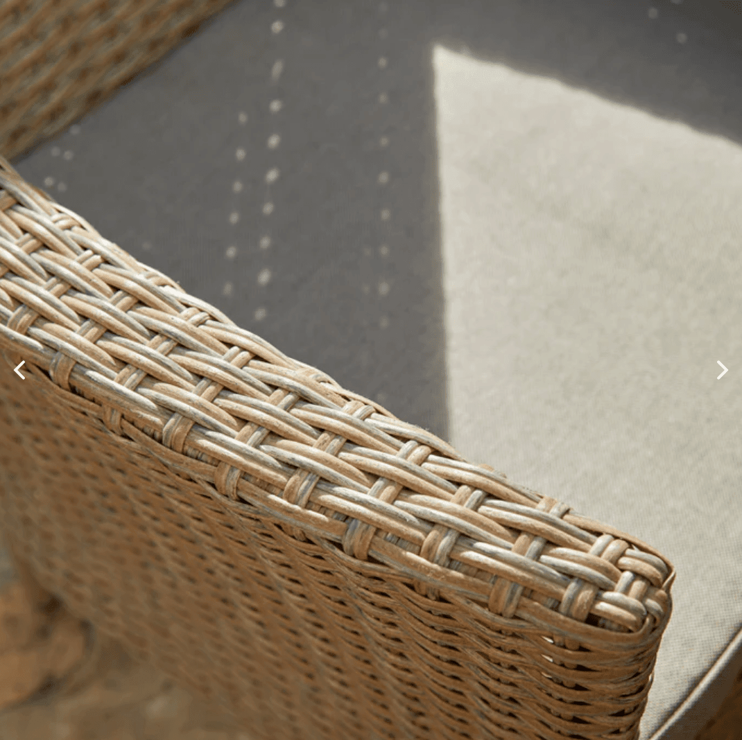 Kemble 4 Seater Rattan Round Outdoor Dining Table & Chair Set - Natural Brown - Laura James