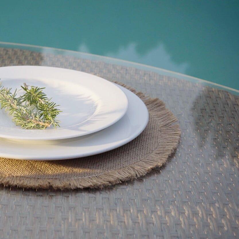 Kemble 6 Seater Outdoor Round Dining Table - Natural Brown - Laura James