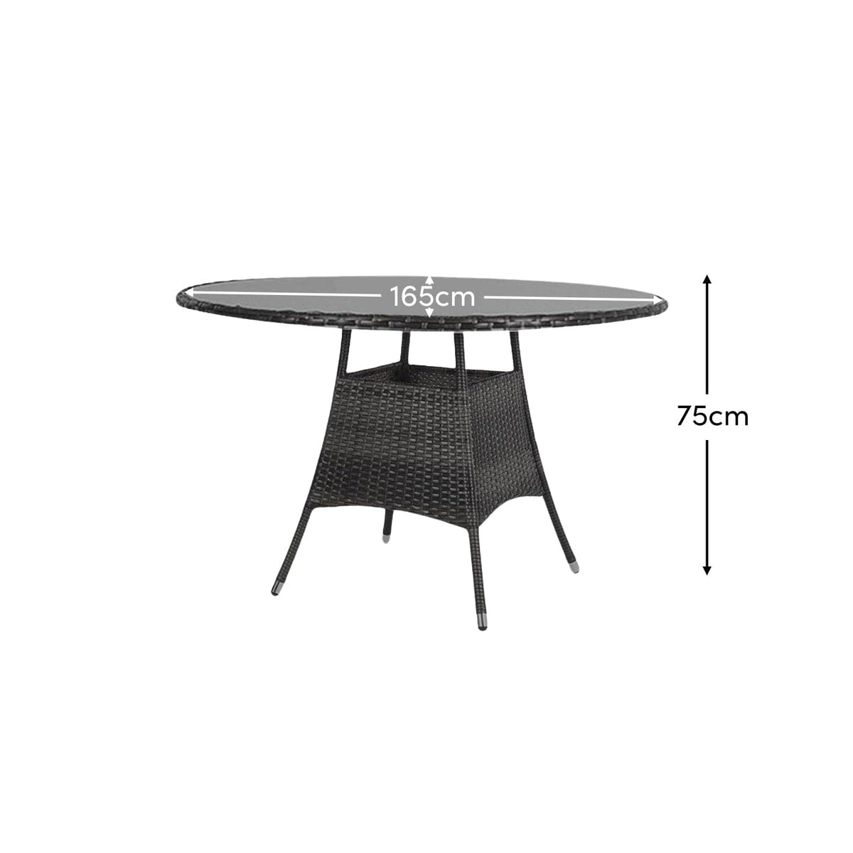 Kemble 8 Seat Outdoor Dining Table Clear Glass Top Black - Laura James