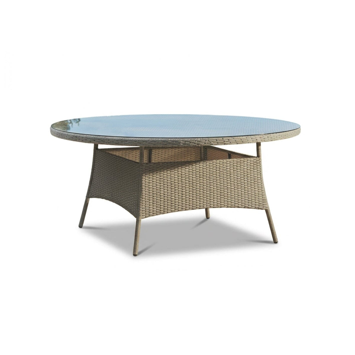 Kemble 8 Seater Round Rattan Garden Dining Set with Kemble/Marston Dining Chairs - Light Grey - Laura James