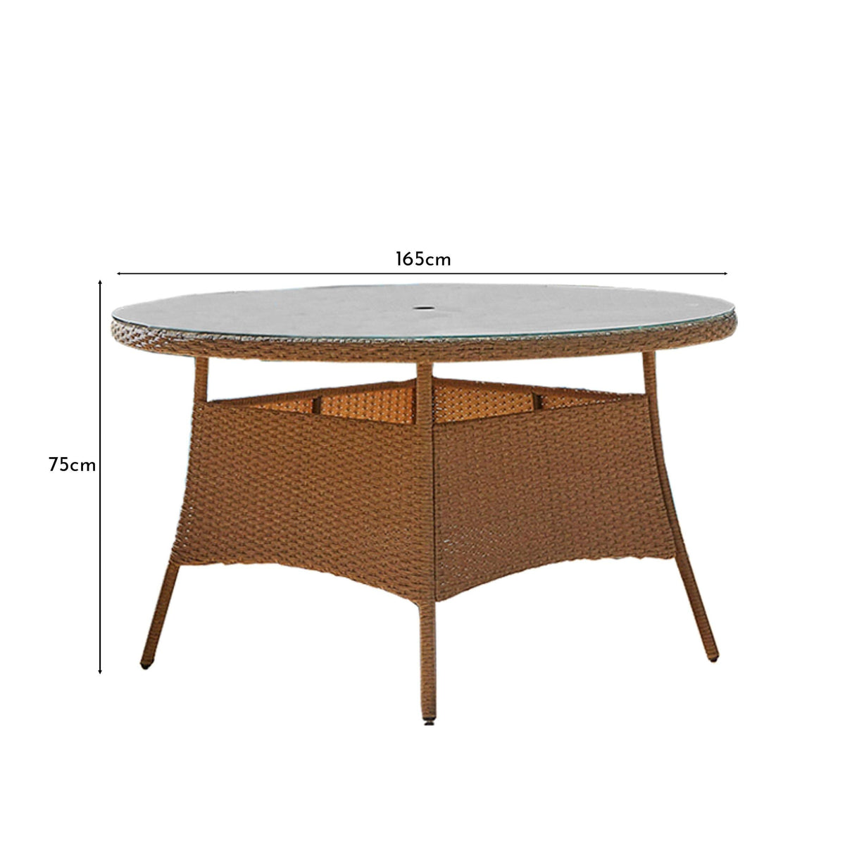 Kemble 8 Seater Rattan Dining Table - Natural Brown - Laura James
