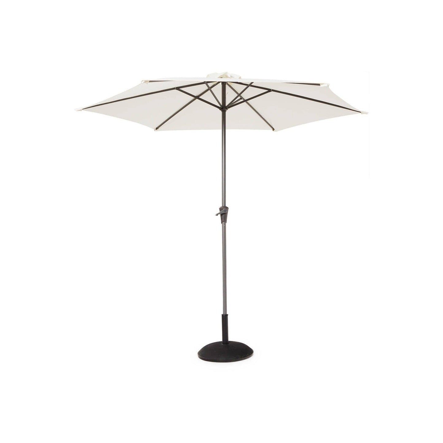 Kemble 6 Seater Rattan Round Garden Dining Set with Cream Parasol - Natural Brown