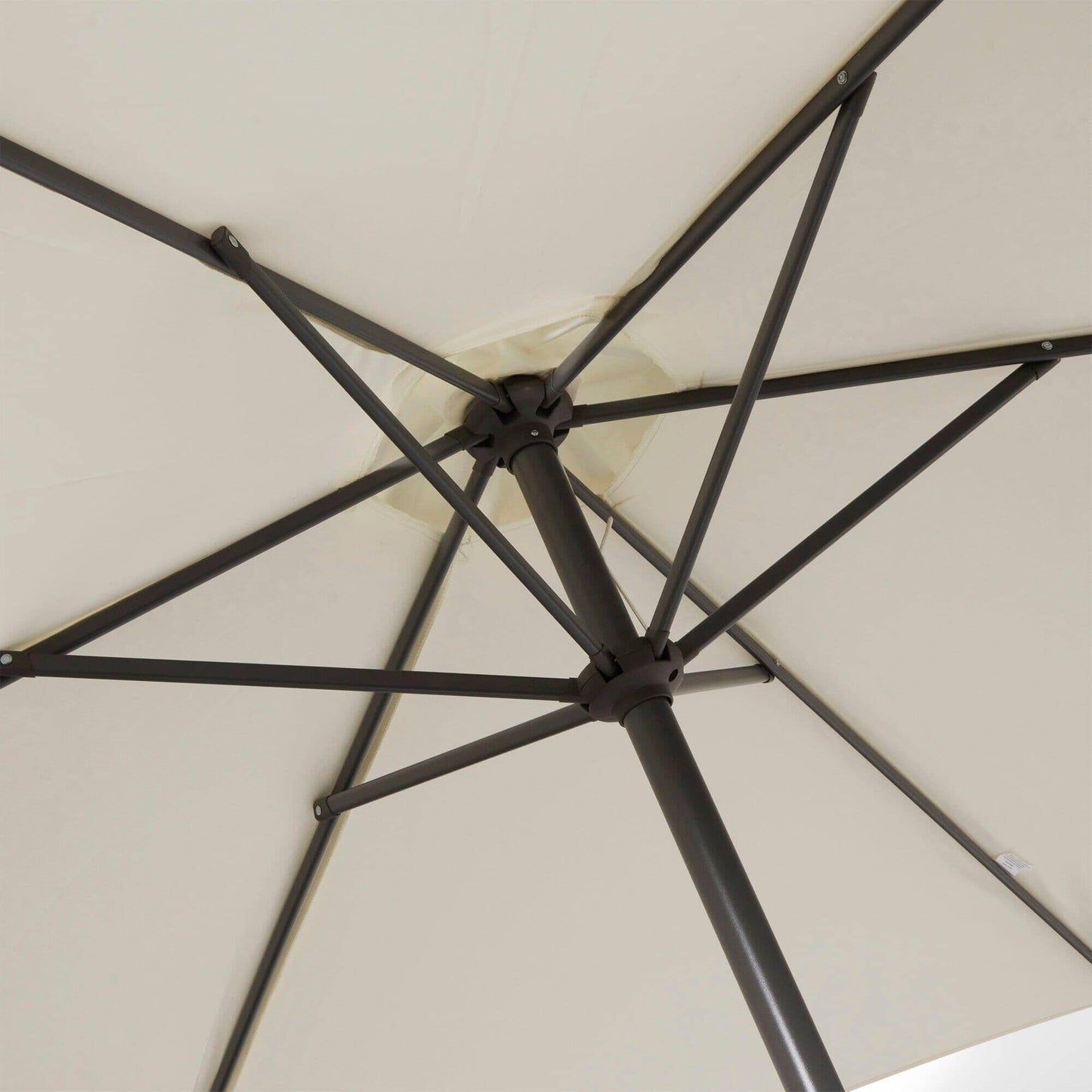 Kemble 6 Seater Rattan Round Garden Dining Set with Cream Parasol - Natural Brown