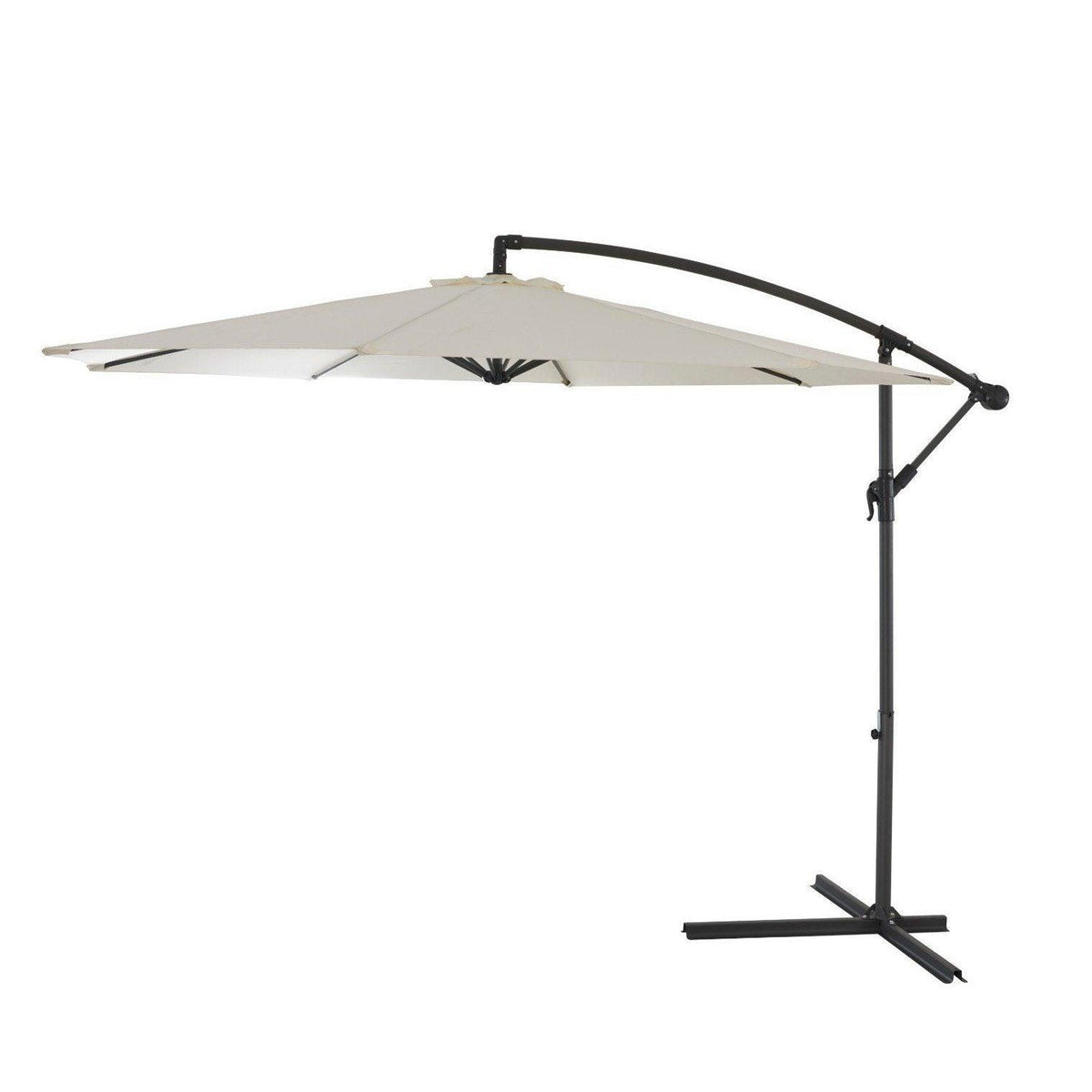 Outlet - Cream Lean Over Parasol - 2.9m Round with Octagonal Black Base