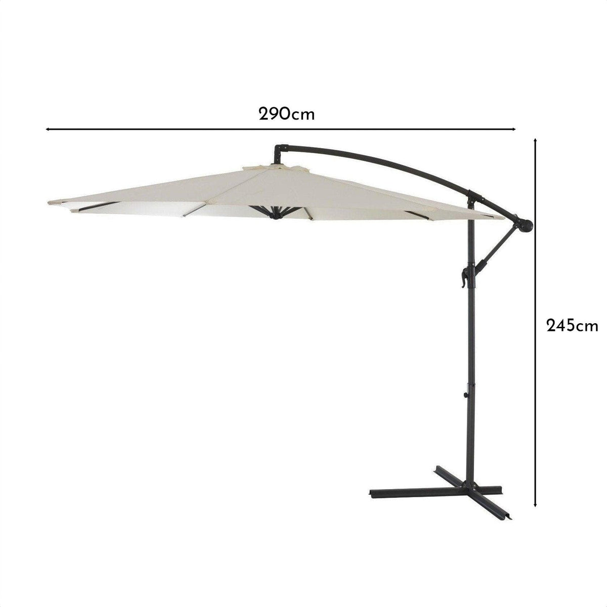 Outlet - Cream Lean Over Parasol - 2.9m Round with Octagonal Black Base