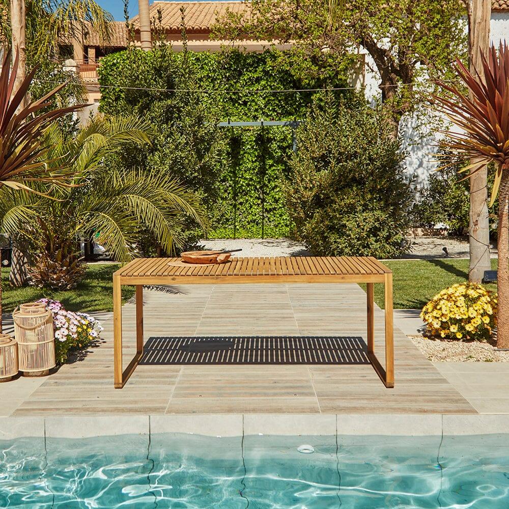 Lennox 8 Seater Wooden Outdoor Dining Set with Grey Parasol
