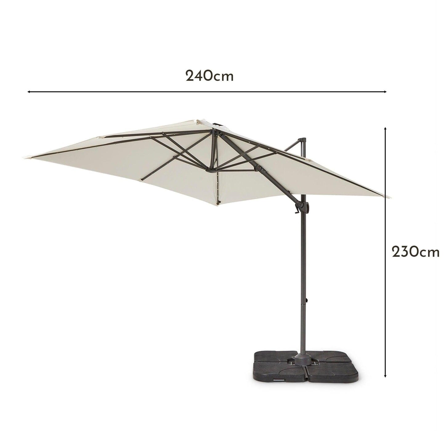 Lennox Table & 8 Lennox Armchairs with Cream LED Premium Parasol