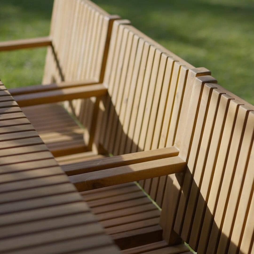 Lennox Table & 8 Lennox Armchairs with Cream LED Premium Parasol