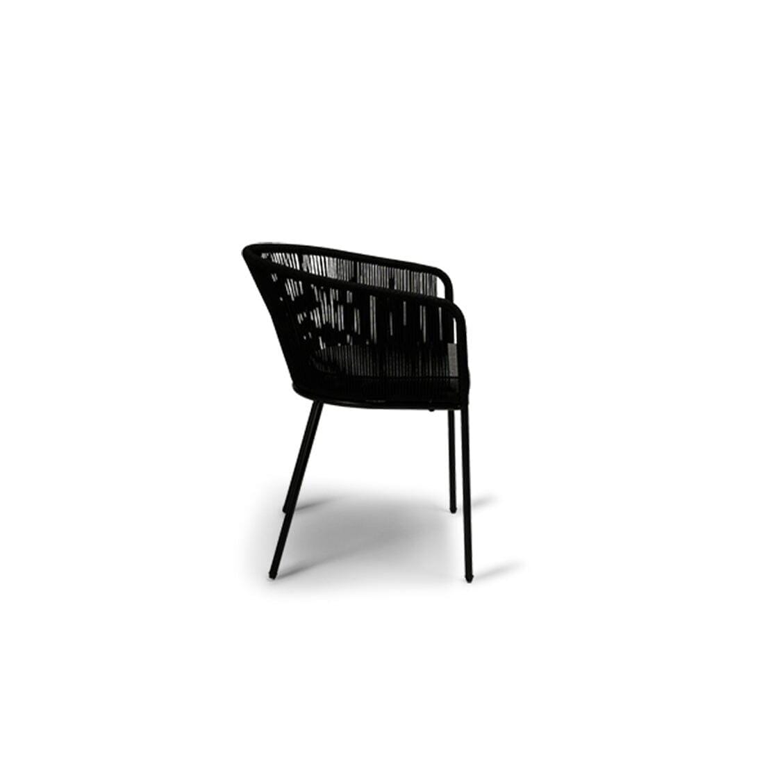 Lennox Table with 6 Hali Black Dining Chairs & Cream Lean Over Parasol