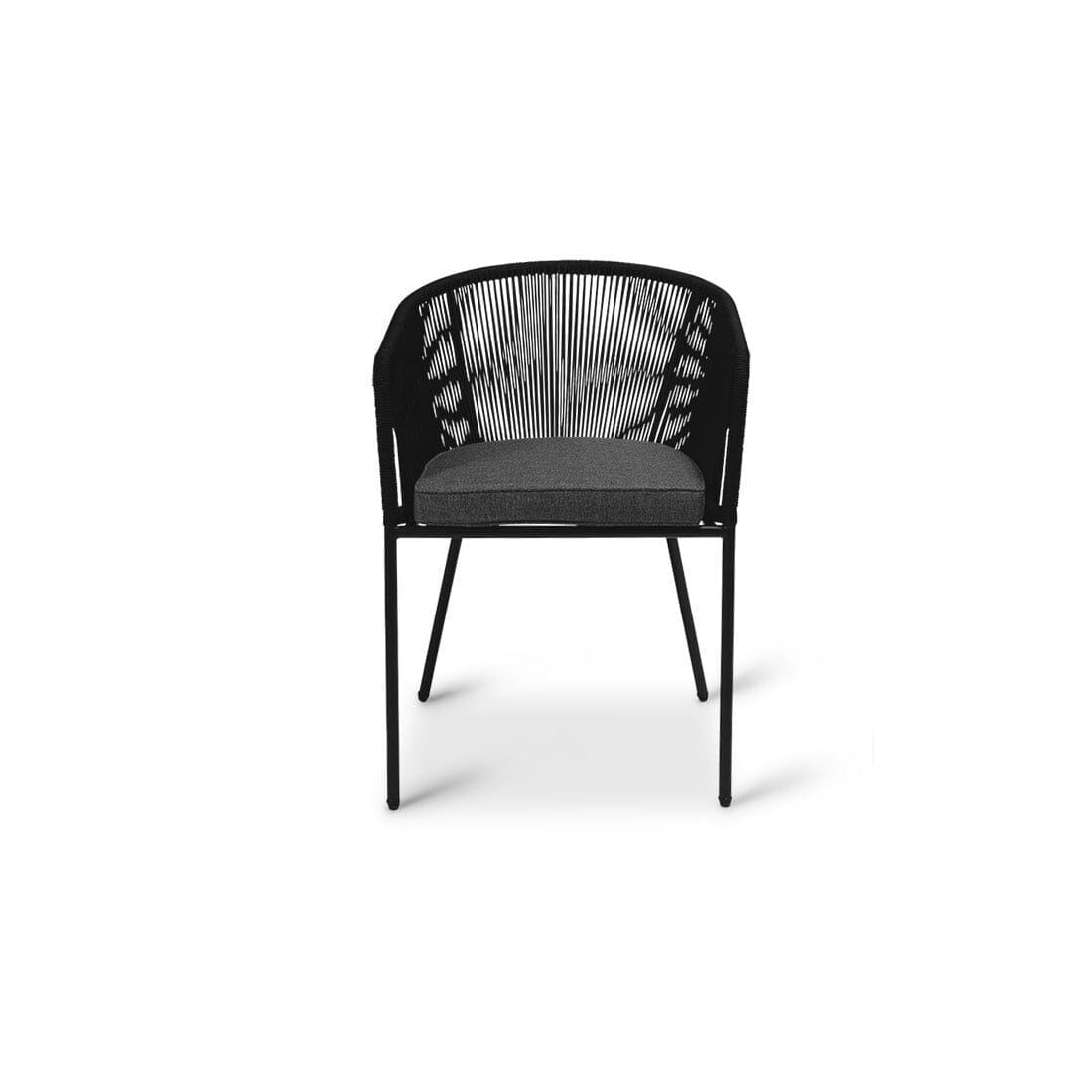 Lennox Table with 6 Hali Black Dining Chairs & Grey LED Premium Parasol