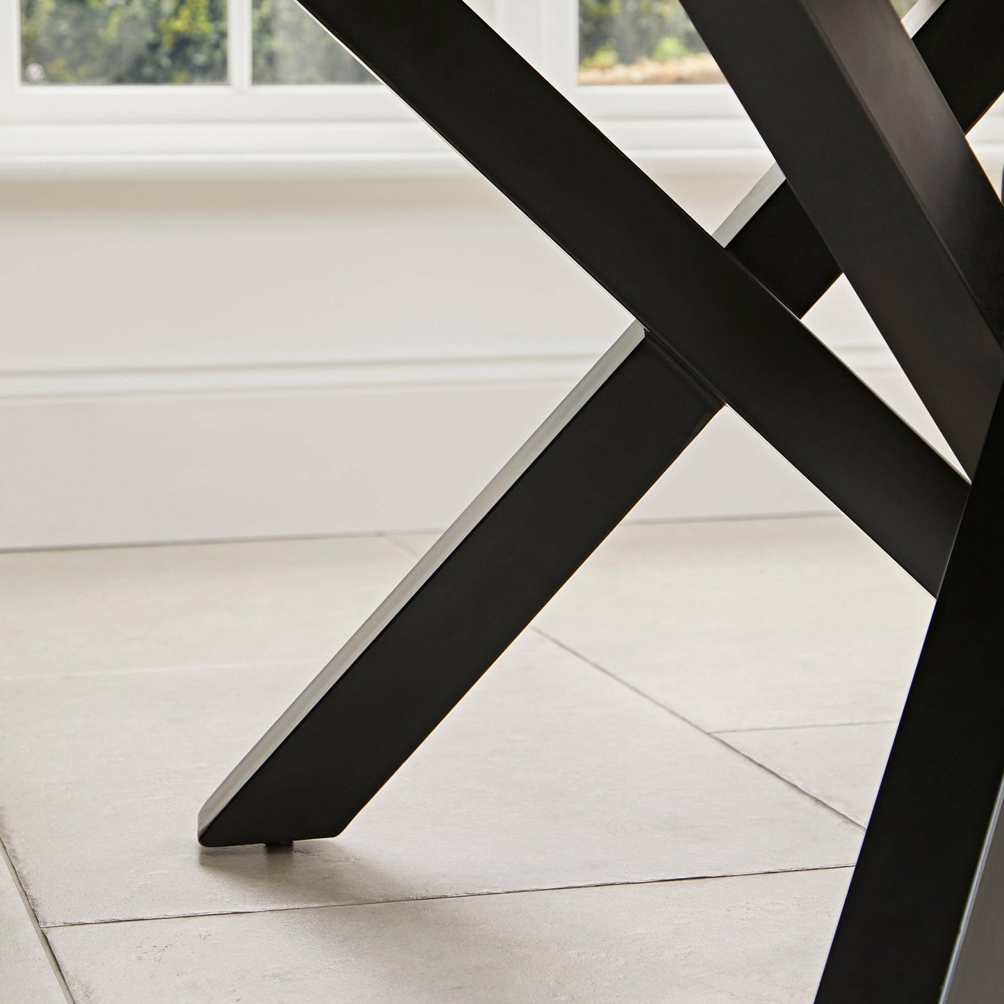 Levi Black Round Dining Table Set - 4 Seater - Freya Oatmeal Dining Chairs with Black Oak legs - Laura James