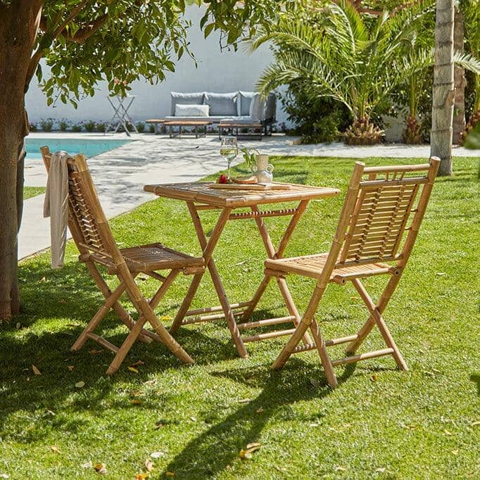 Lila Bamboo Garden Folding Chair - Set of 2