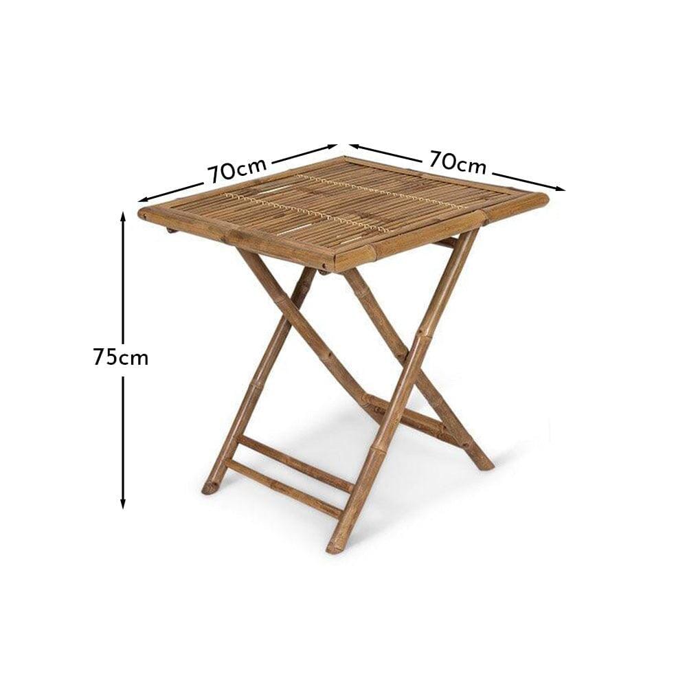 Lila Bamboo Square Folding Table 70cm - Laura James
