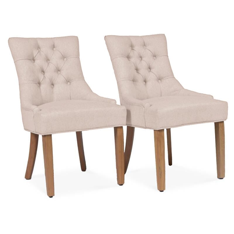 Louis Sand Dining Chairs - Set of 2 - Light Wood Legs - Laura James