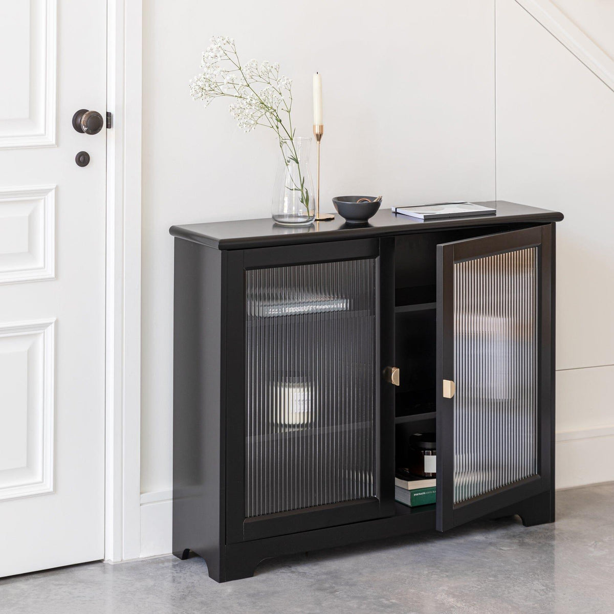 Lua Narrow 2 Door Sideboard in Noir Black