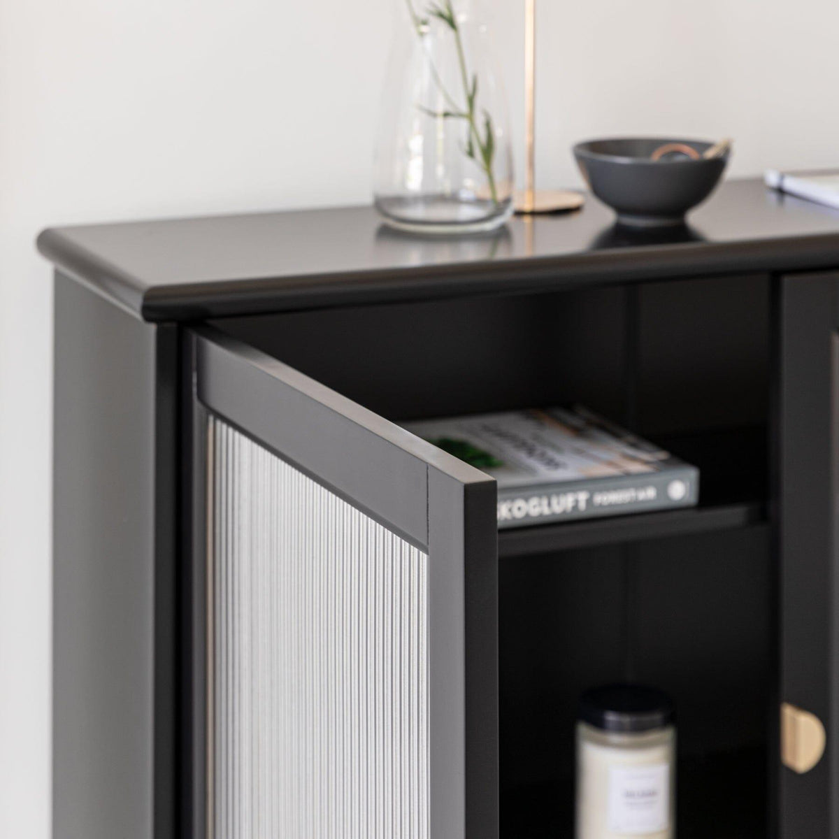Lua Narrow 2 Door Sideboard in Noir Black - Laura James