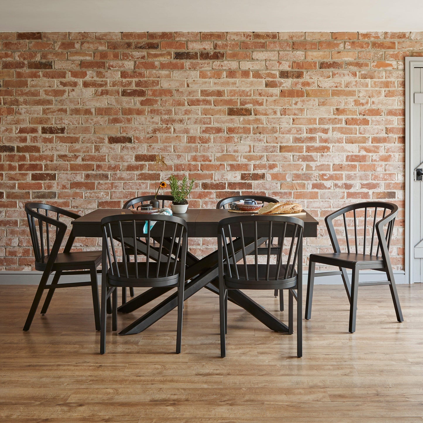 Wooden Spindle Dining Chairs Set of 2 - Black - Laura James