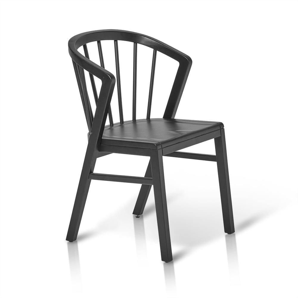Wooden Spindle Dining Chairs Set of 2 - Black - Laura James
