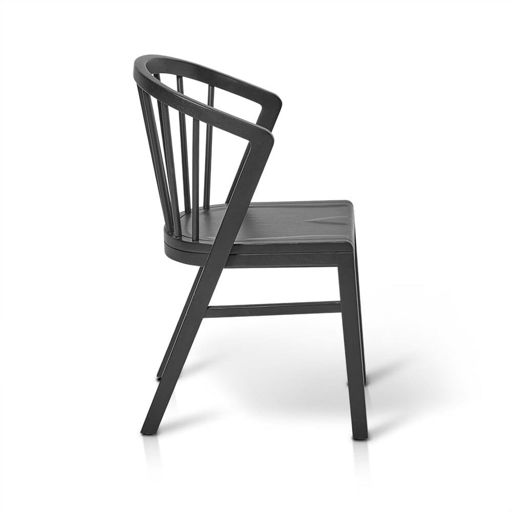 Wooden Spindle Dining Chairs Set of 2 - Black - Laura James