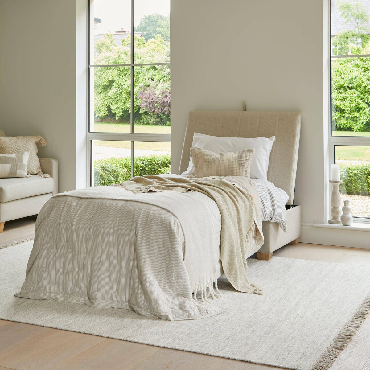Madeleine Bed in a Box - Sand with Whitewash Oak Legs - Laura James
