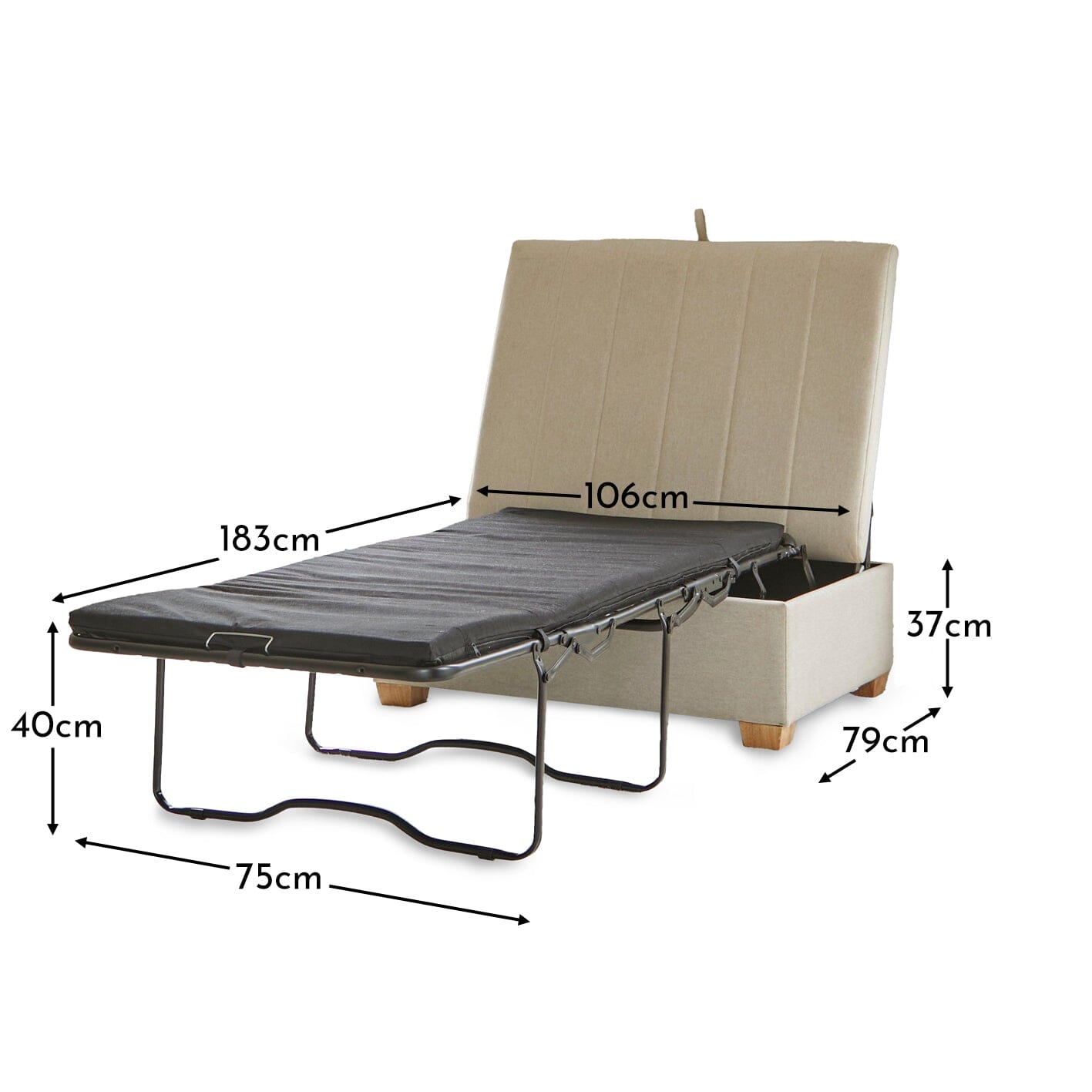 Madeleine Bed in a Box - Sand with Pale Oak Legs Laura James