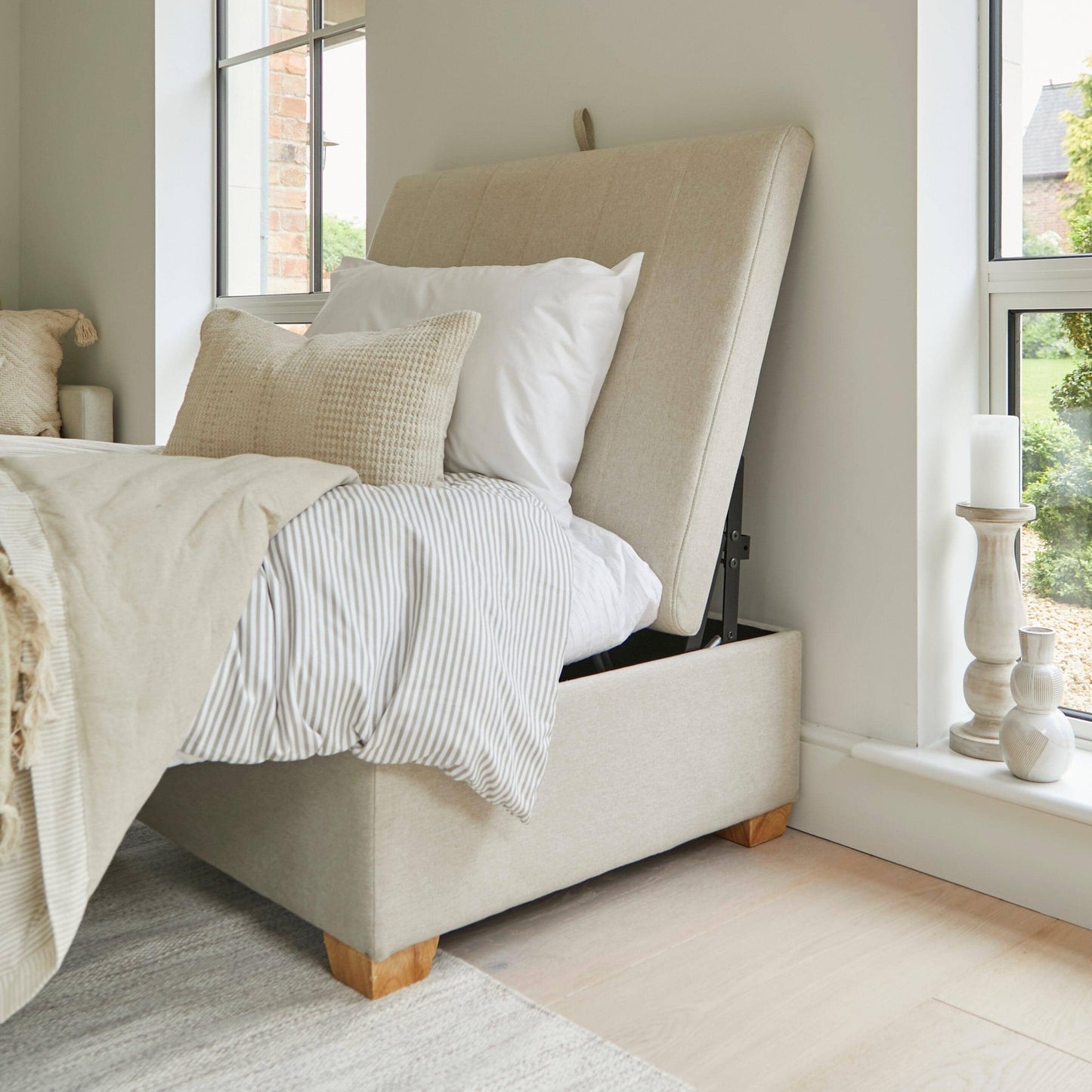 Madeleine Bed in a Box - Sand with Pale Oak Legs - Laura James