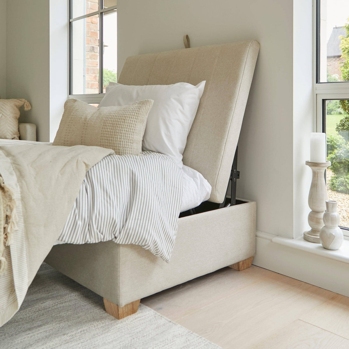 Madeleine Bed in a Box - Sand with Whitewash Oak Legs - Laura James
