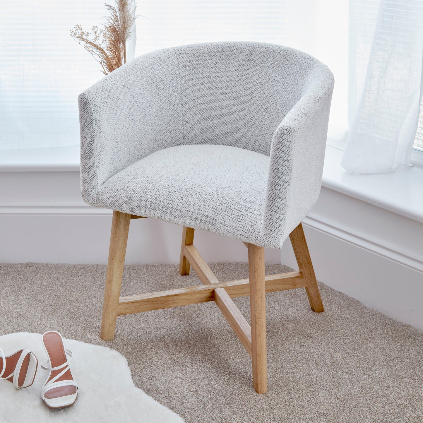 Magnus dining chair - dove grey with oak legs - Laura James