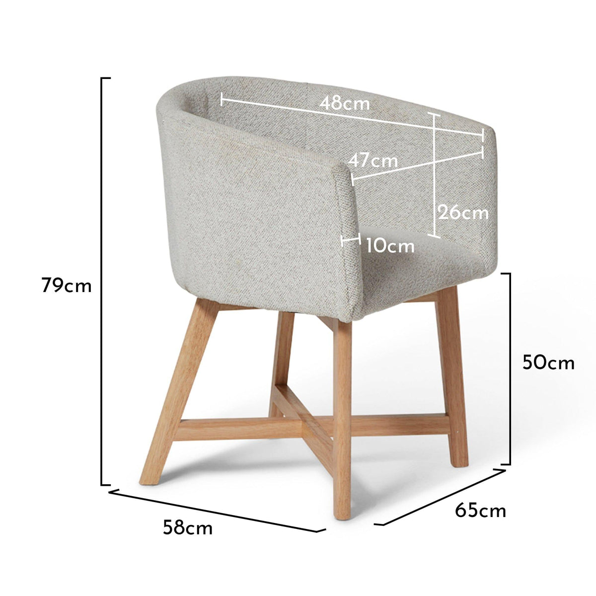 Magnus dining chair - dove grey with pale oak legs - Laura James