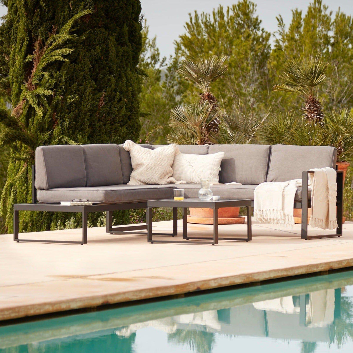 Maia 5 Seater Garden Interchangeable Sofa Set - Grey - Laura James