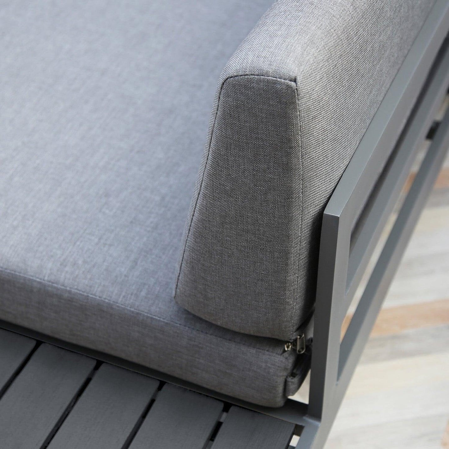 Maia 5 Seater Garden Interchangeable Sofa Set with Cream Premium LED Cantilever Parasol- Grey