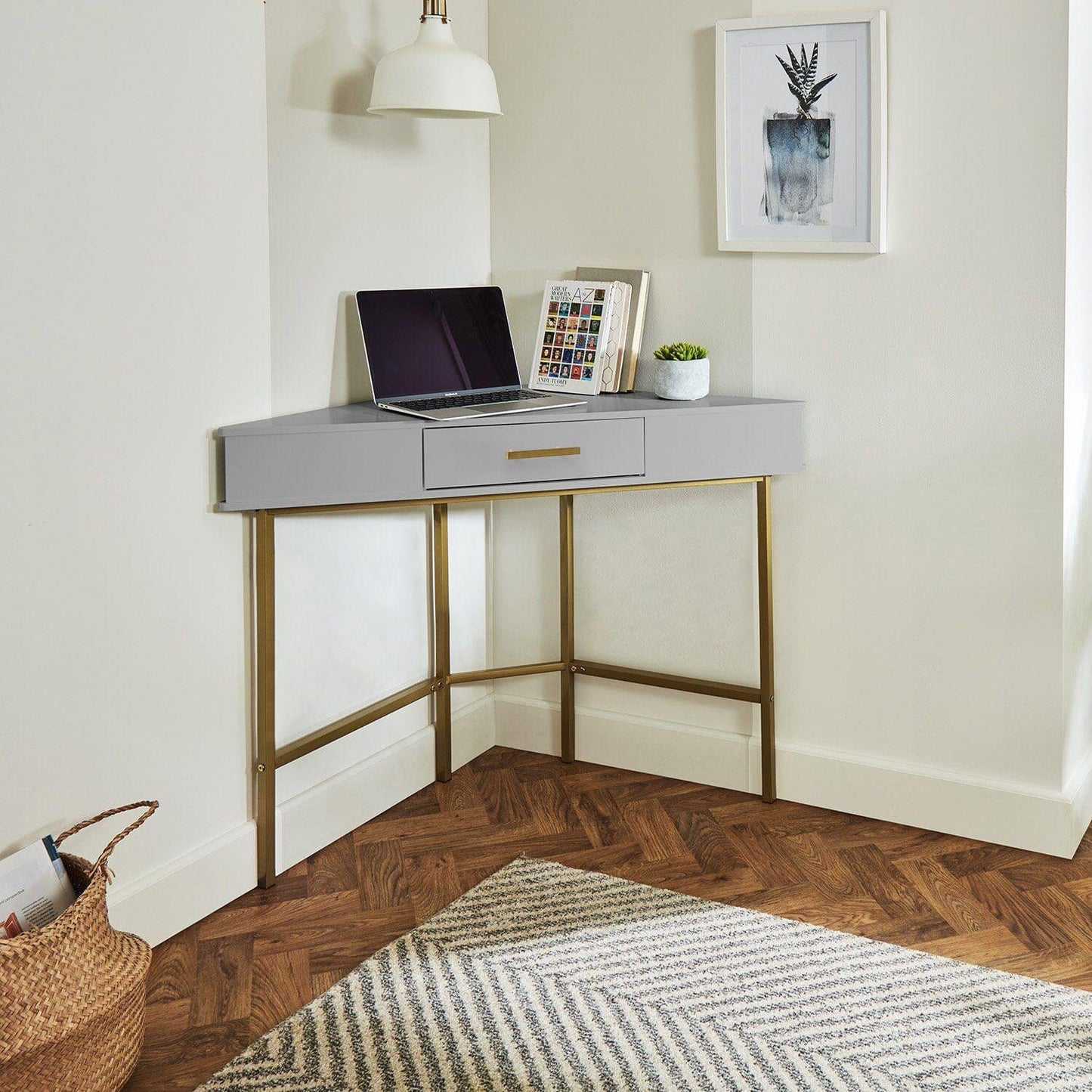 Marie Corner Desk - Grey - Laura James