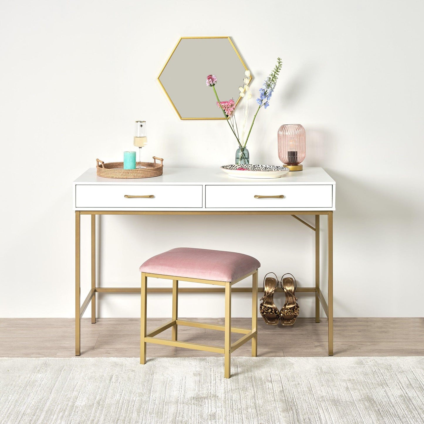 Marie dressing table stool - pink