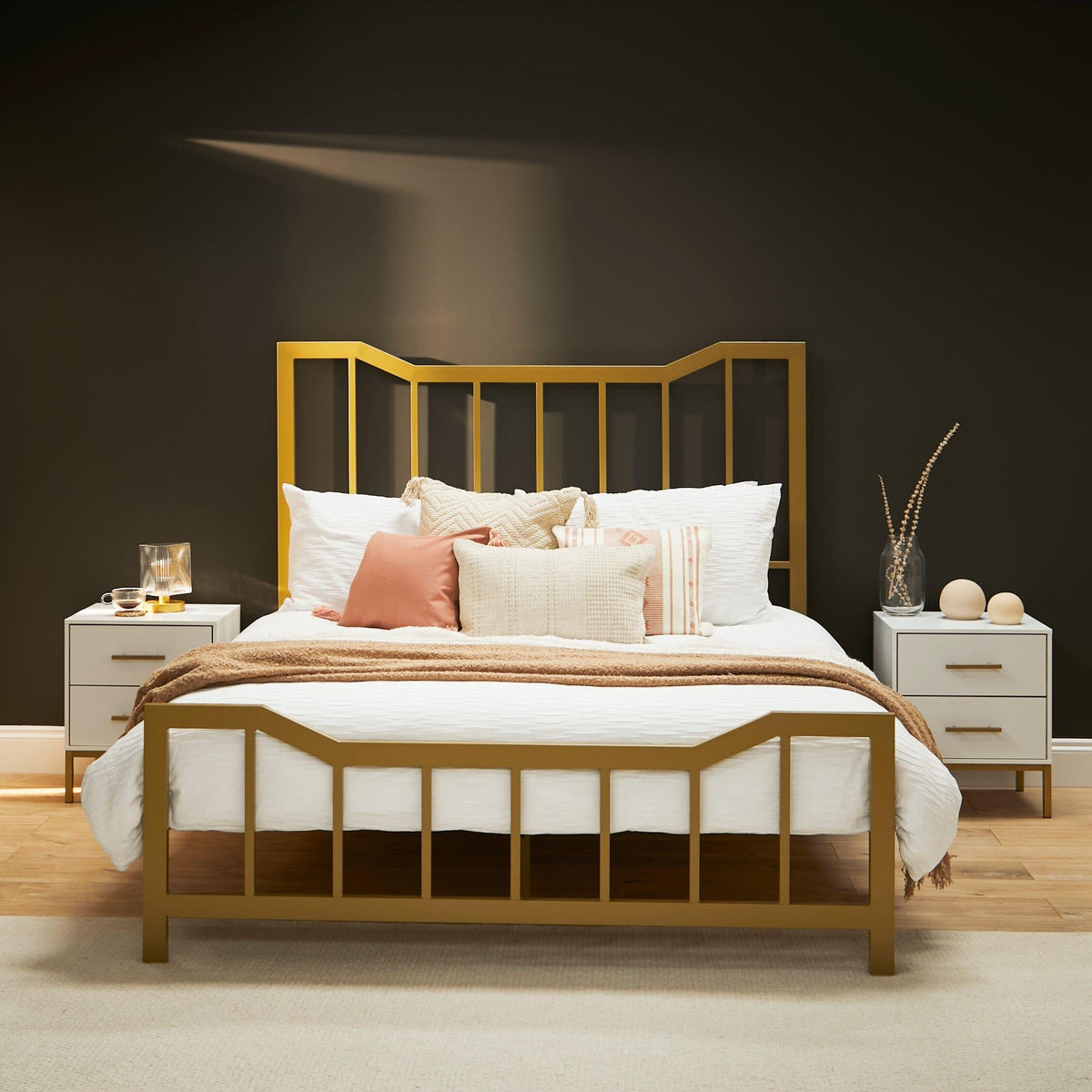 Marie King Size Bed - Gold Metal - Laura James