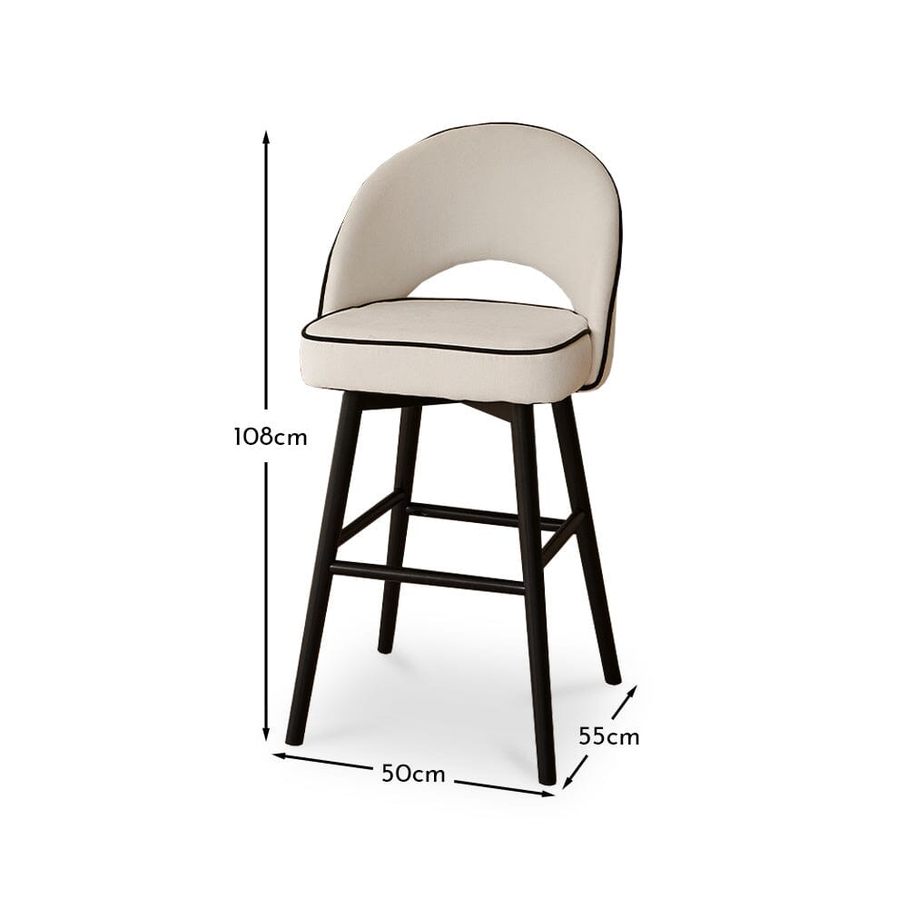Marilyn Ivory Barstools with Black Oak Legs - Laura James