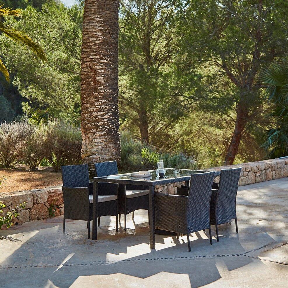 Marston 4 Seater Rattan Dining Set - Black