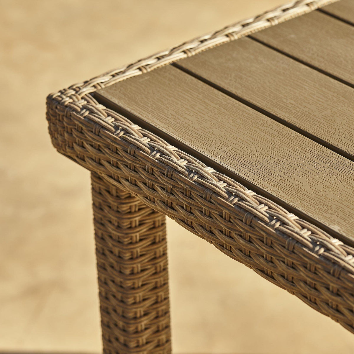 Marston 6 Seater Rattan Outdoor Dining Set - Rattan Garden Furniture - Natural Brown - Polywood Top - Laura James