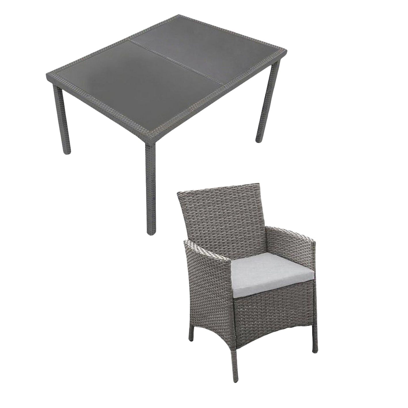 Marston 8 Seater Rattan Garden Dining Set - Grey - Glass Top - Laura James