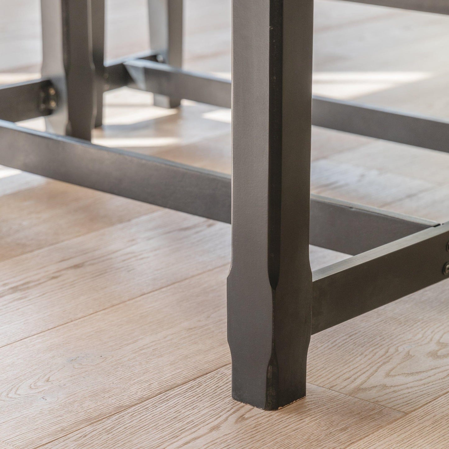Matilda Rectangular Wooden Dining Table - Chalked Mango Wood and Black - Laura James