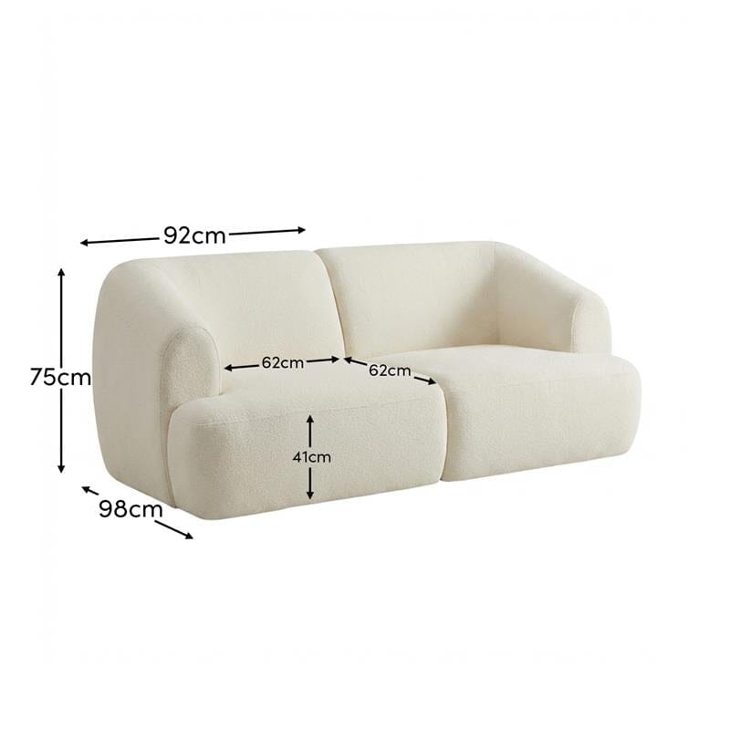 Nathalia 2-Seater Sofa - Chalk White Boucle - Laura James