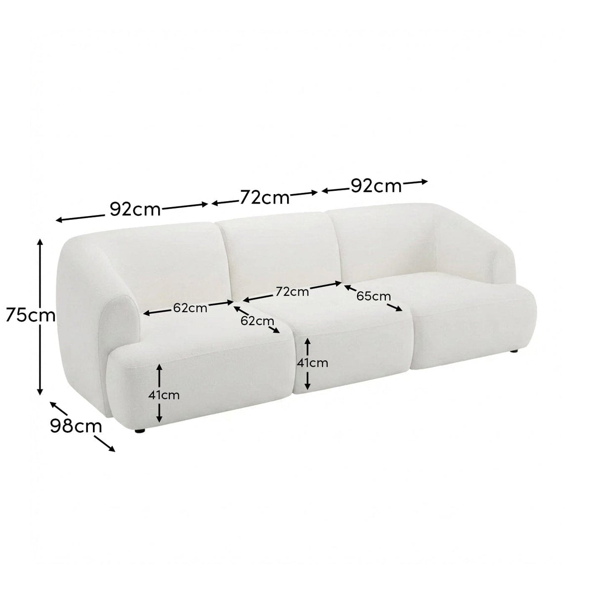 Nathalia 3-Seater Sofa - Chalked White Boucle - Laura James