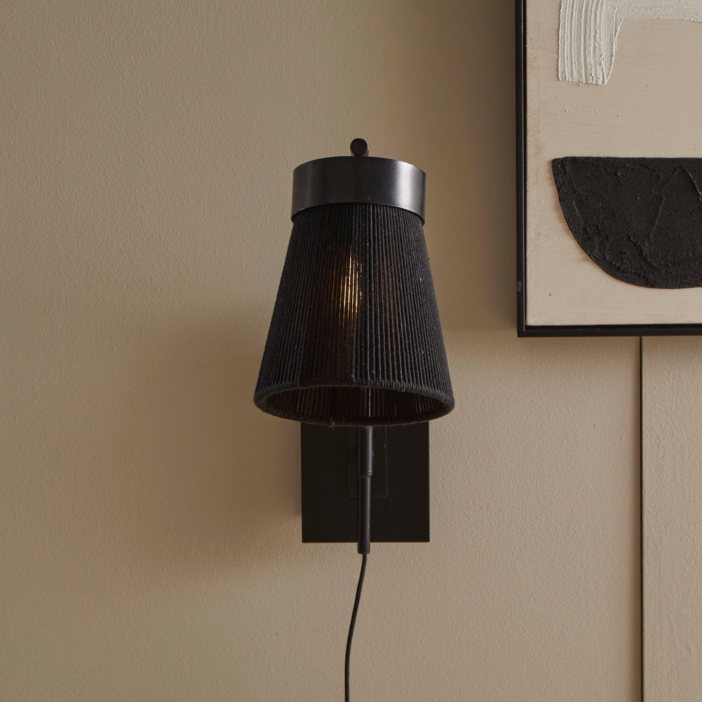 Neri Black Cotton String Wall Light - Laura James