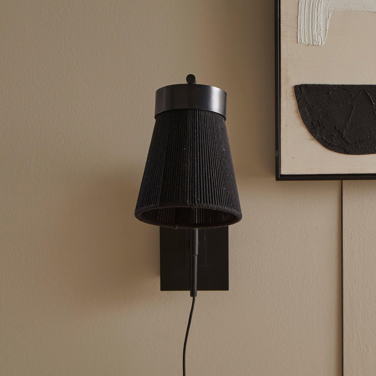 Neri Black Cotton String Wall Light - Laura James