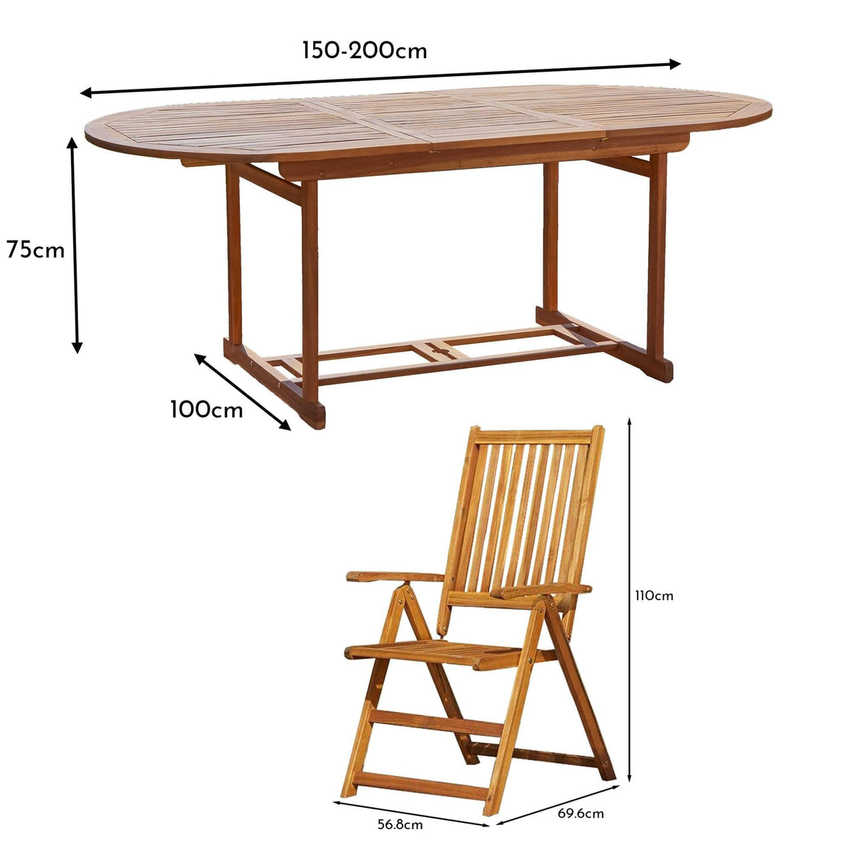 Oakley 4 Seater Wooden Extendable Garden Dining Set with Cream Parasol