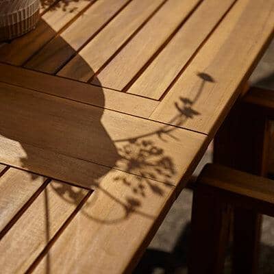 Oakley 6 Seater Wooden Extendable Garden Dining Set with Cream Parasol